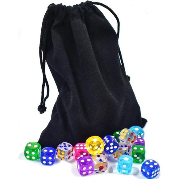 100 Pieces 12MM Small 6 Sided Dice Set Translucent Colors Dice, with Black Pouch - Picture 6 of 7